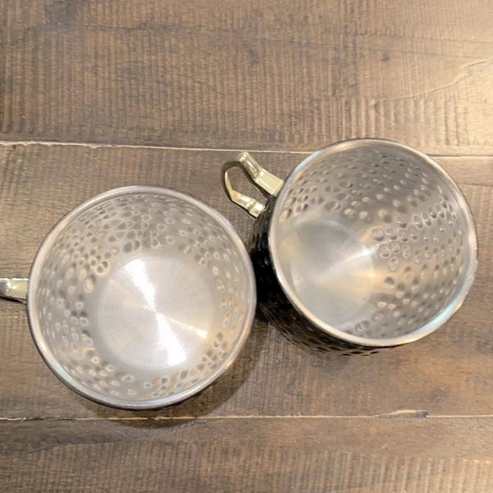Set of 2 hammered bronze Moscow mule mugs